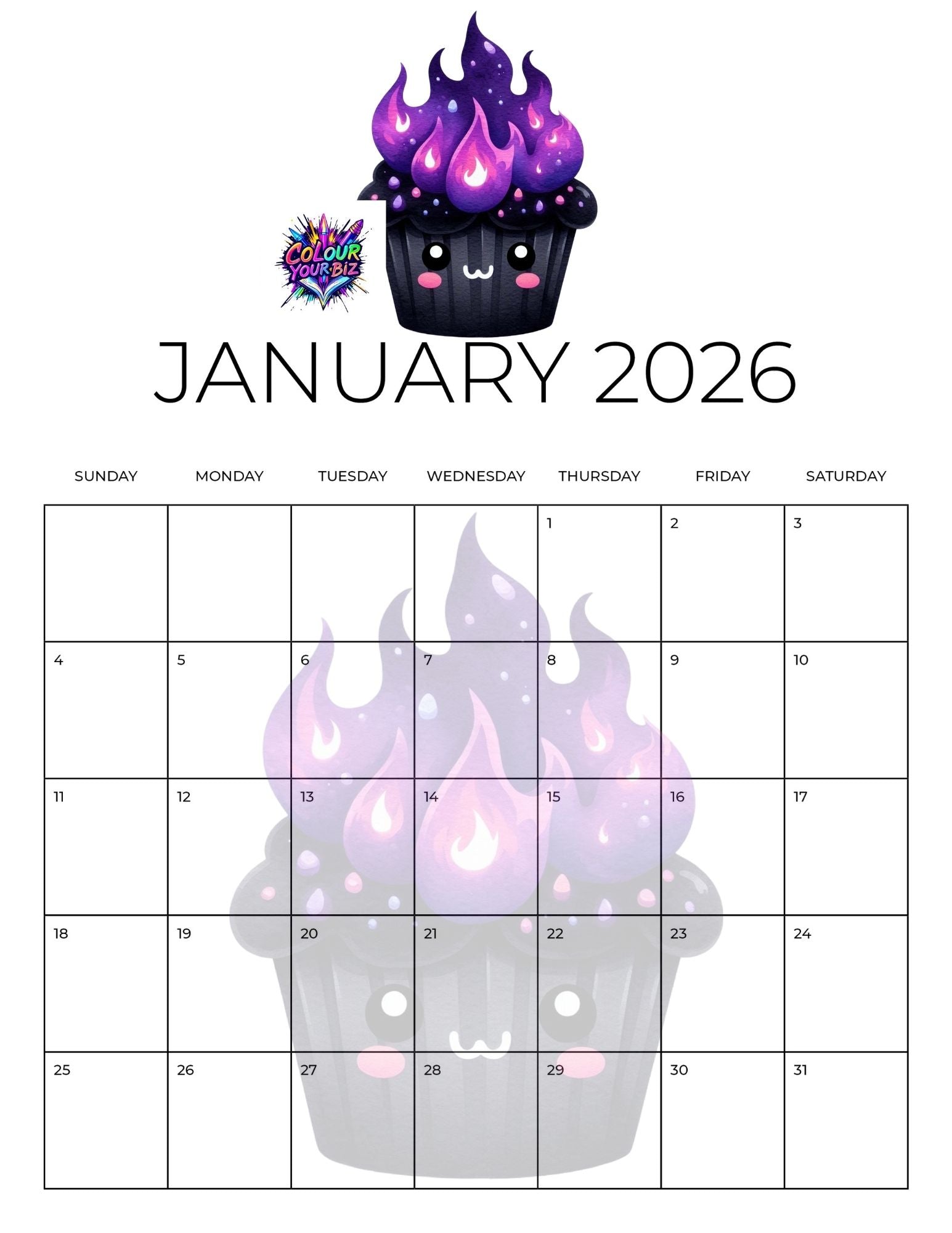 Cute Goth 2026 Calendar