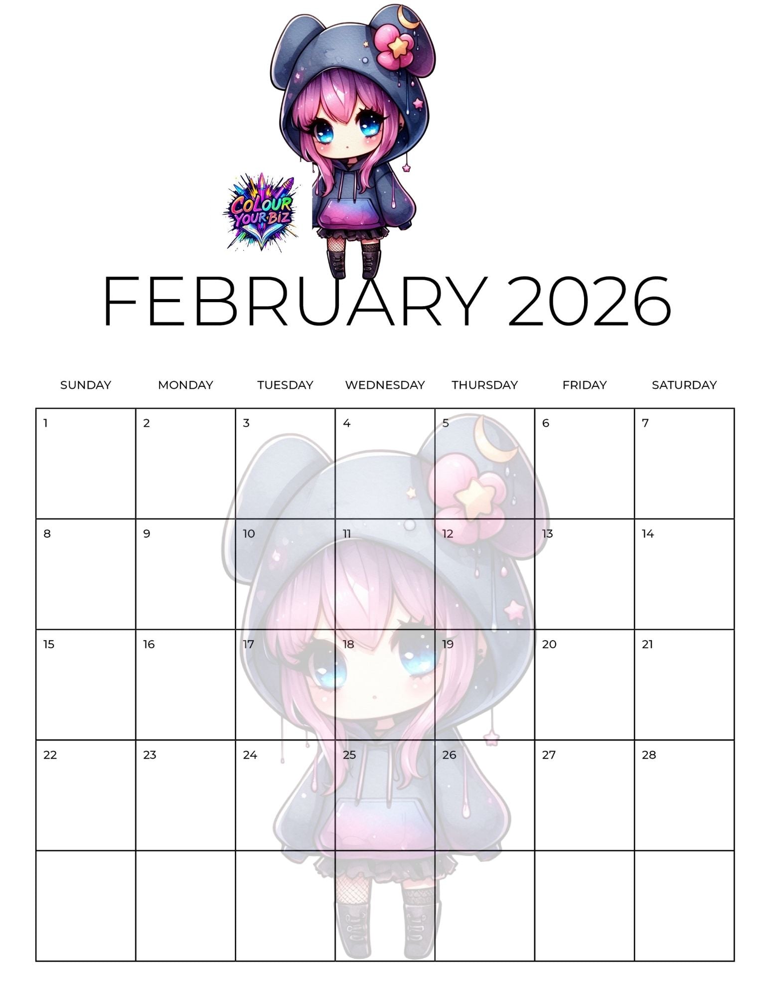 Cute Goth 2026 Calendar