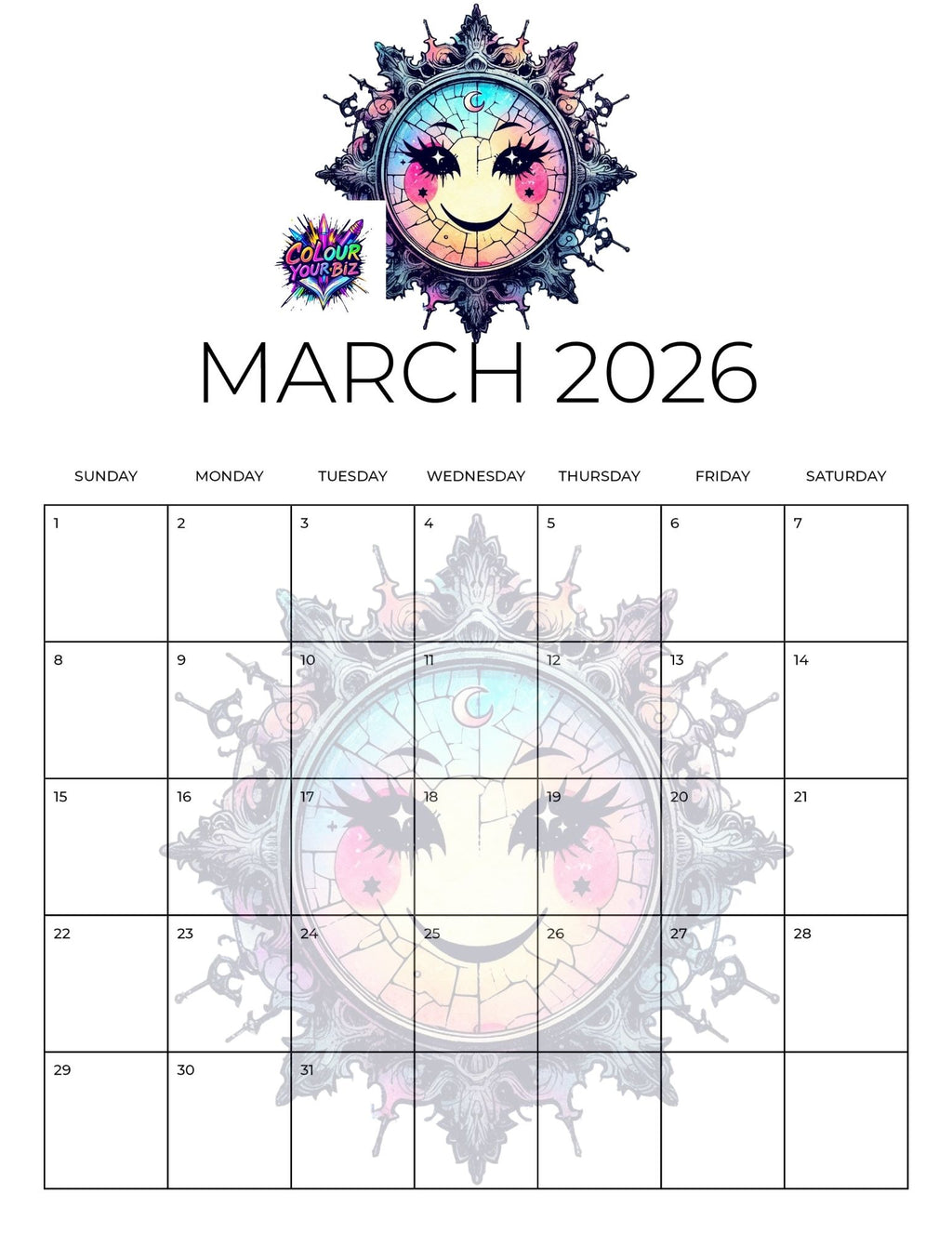 Cute Goth 2026 Calendar