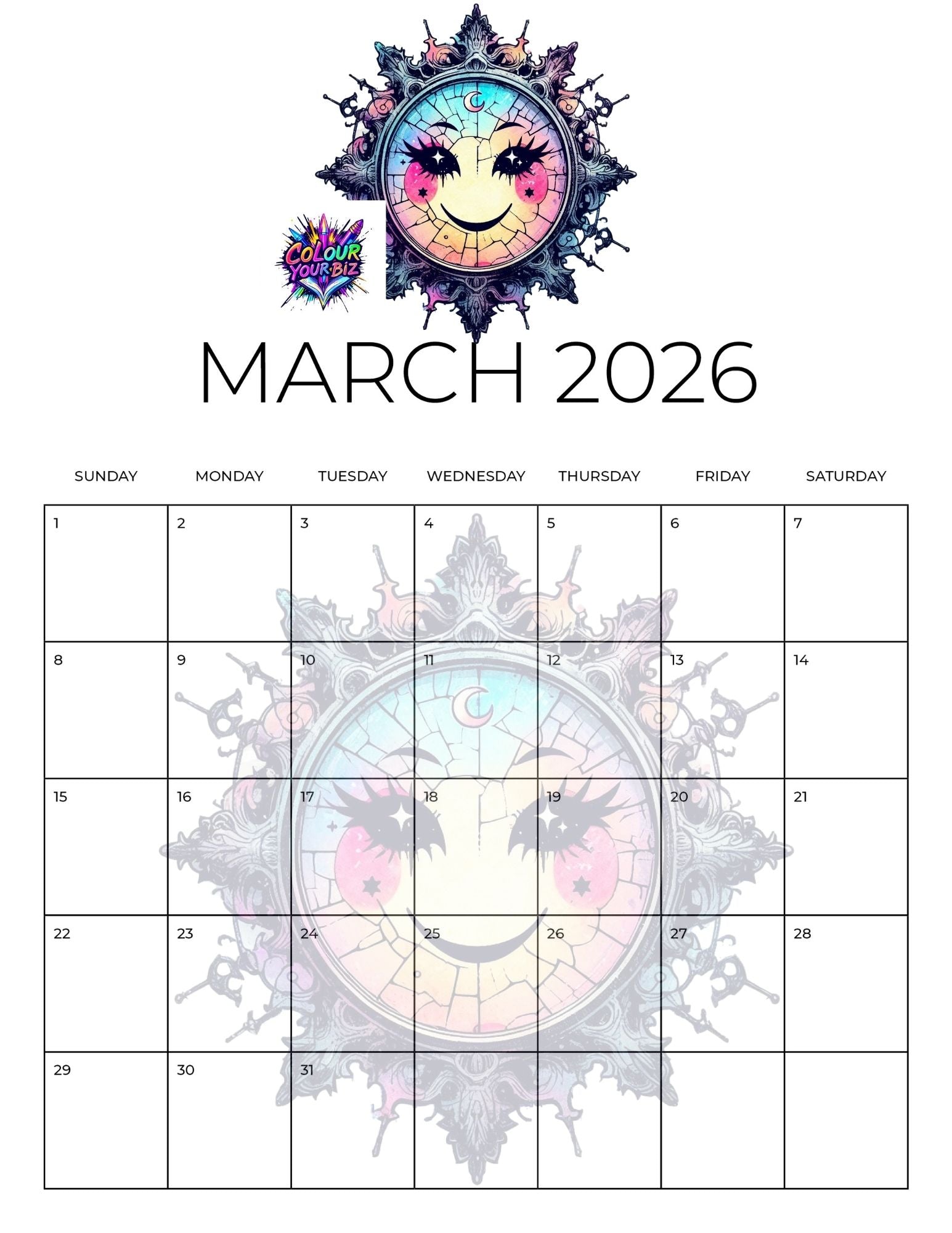 Cute Goth 2026 Calendar
