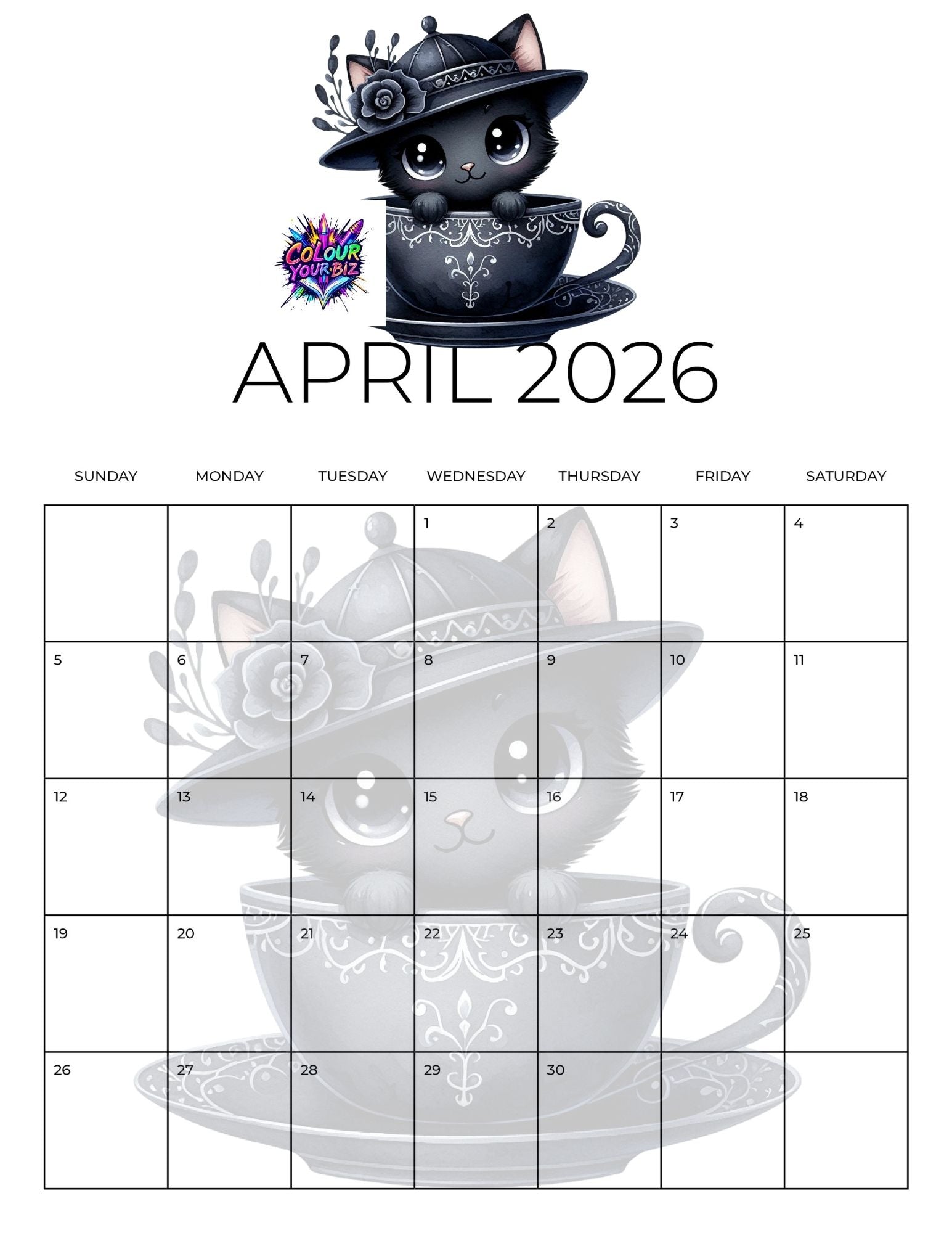 Cute Goth 2026 Calendar
