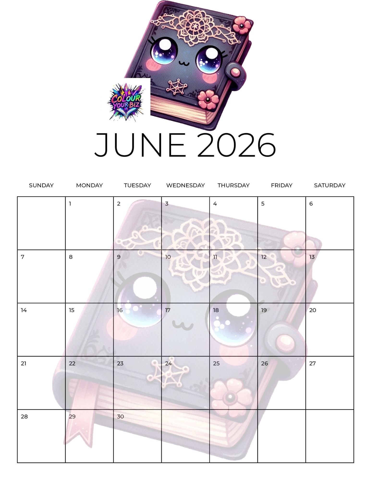 Cute Goth 2026 Calendar