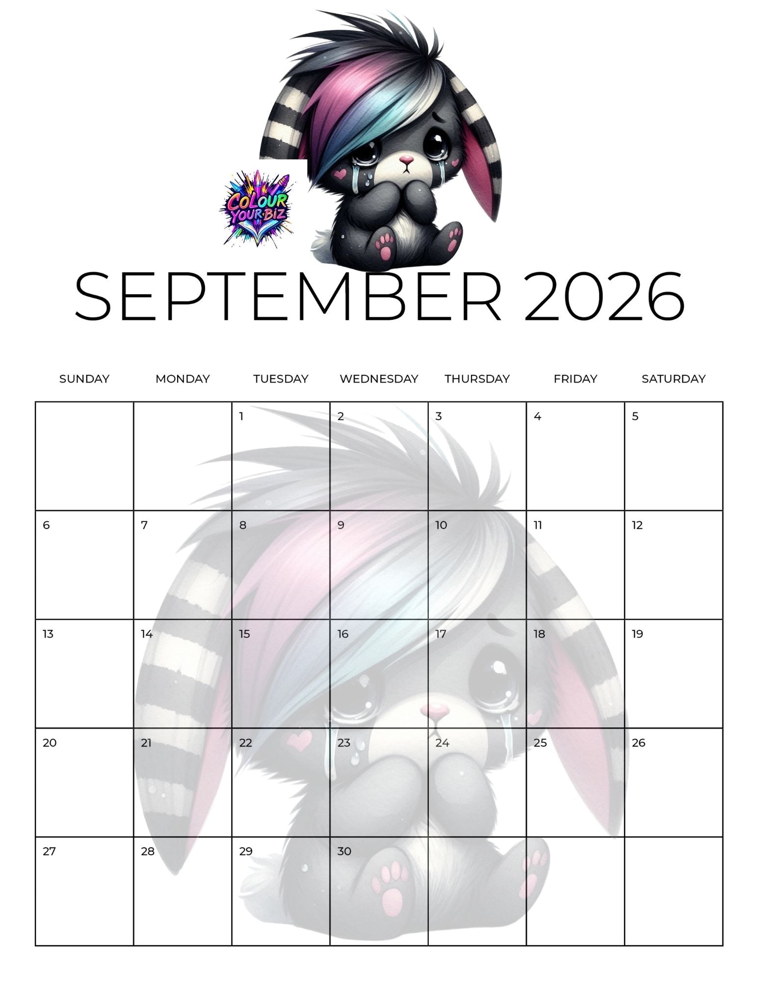 Cute Goth 2026 Calendar