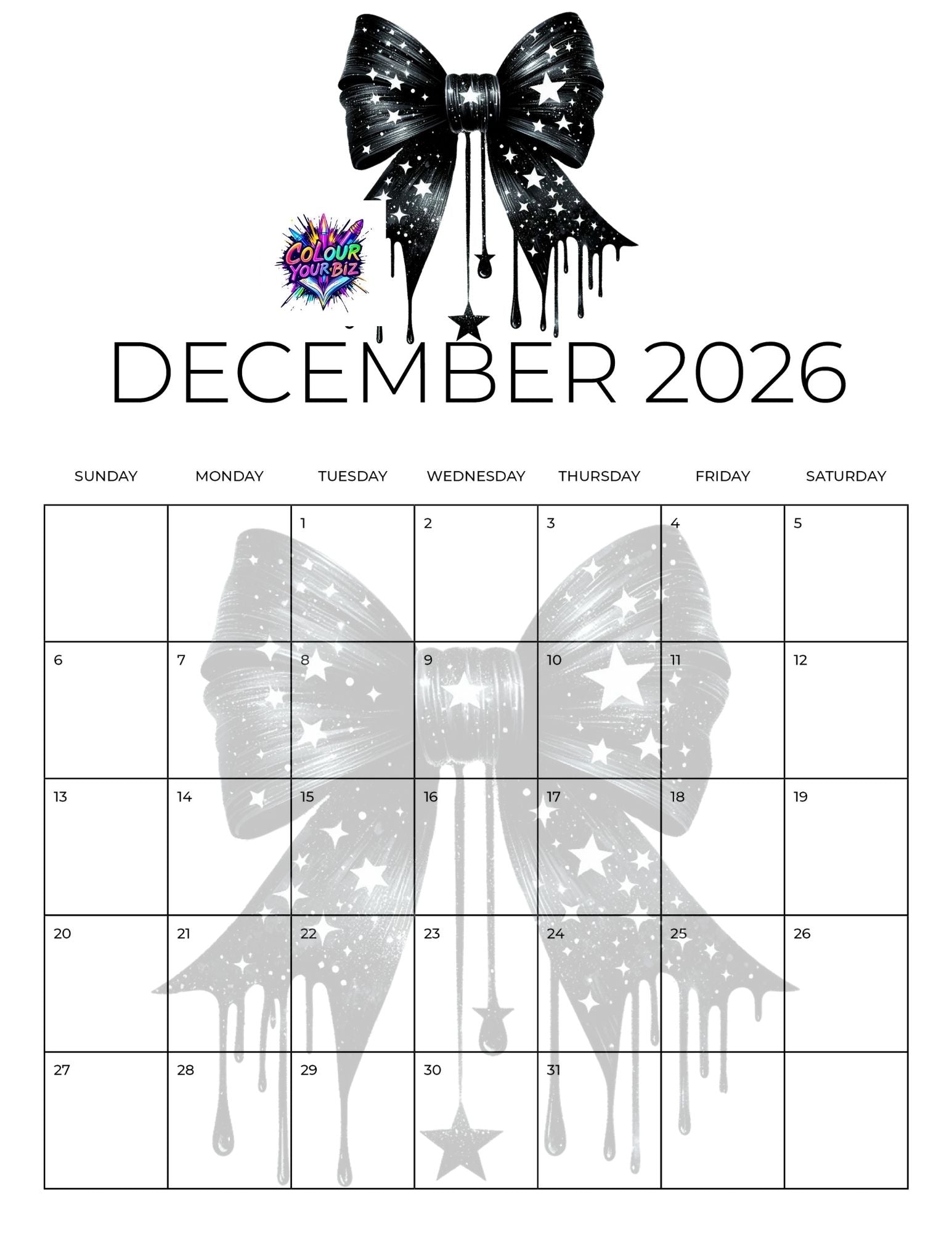 Cute Goth 2026 Calendar