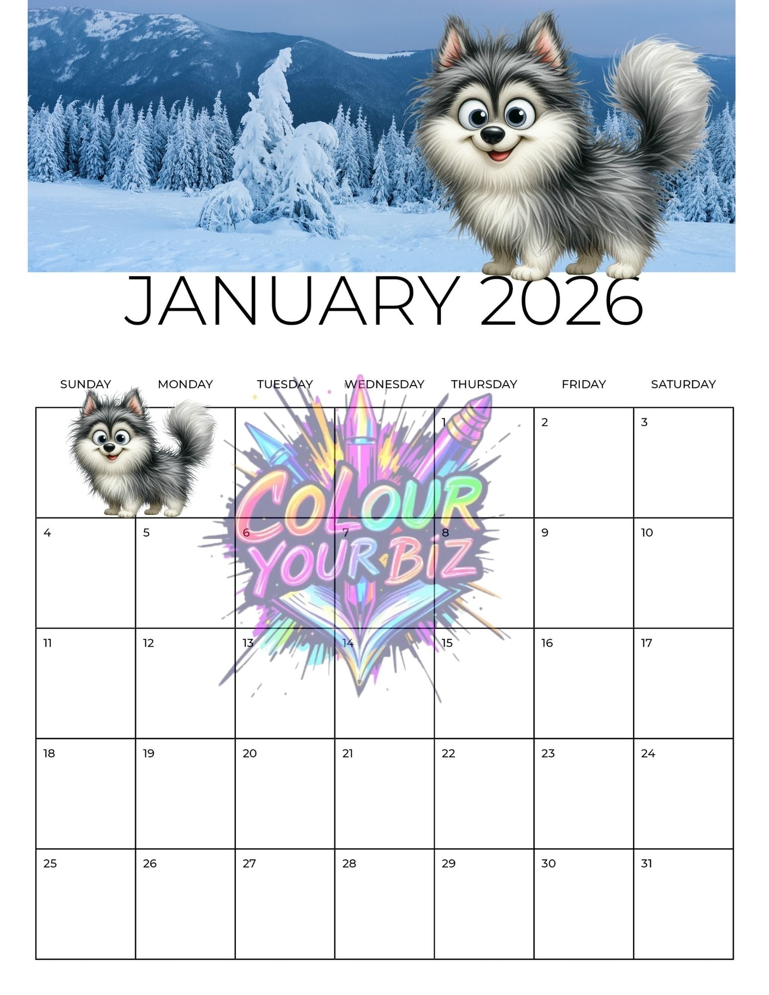 Funky Dogs 2026 Calendar