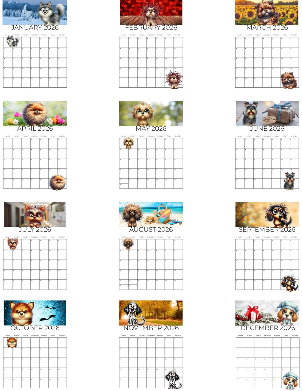 Funky Dogs 2026 Calendar